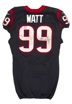 2013 JJ Watt Game Used and Signed Houston Texans Home Jersey From November 17th Game vs Raiders - 2 Sacks (PSA/DNA)